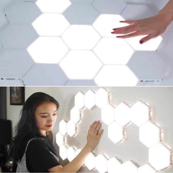 Luminaire Murale LED Hexagonal Tactile - 7 couleurs